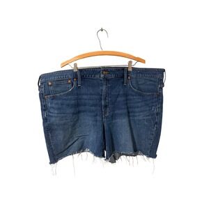 Madewell High-Rise Denim Shorts Distressed Frayed Hem Blue Size 22W